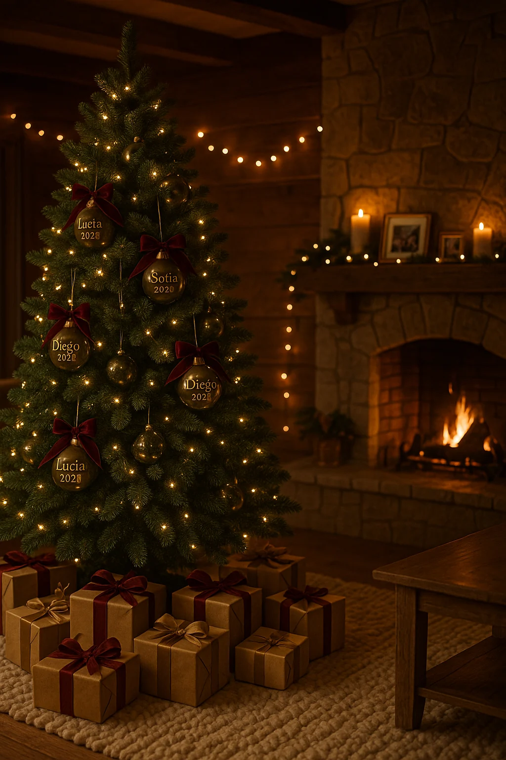 Árbol de Navidad con bolas personalizadas Lausearte - Decoración navideña única y con significado.
