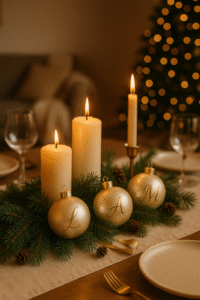 Centro de mesa navideño con bolas personalizadas con iniciales - Decoración Lausearte