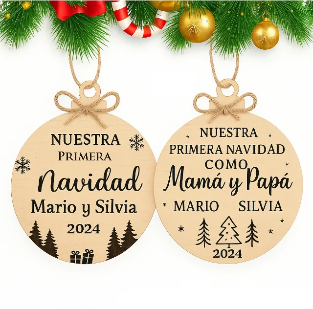 Adorno Navideño de Madera Personalizado 🎄: Recuerdo Único para Primera Navidad de Bebé / Familia - Imagen 6
