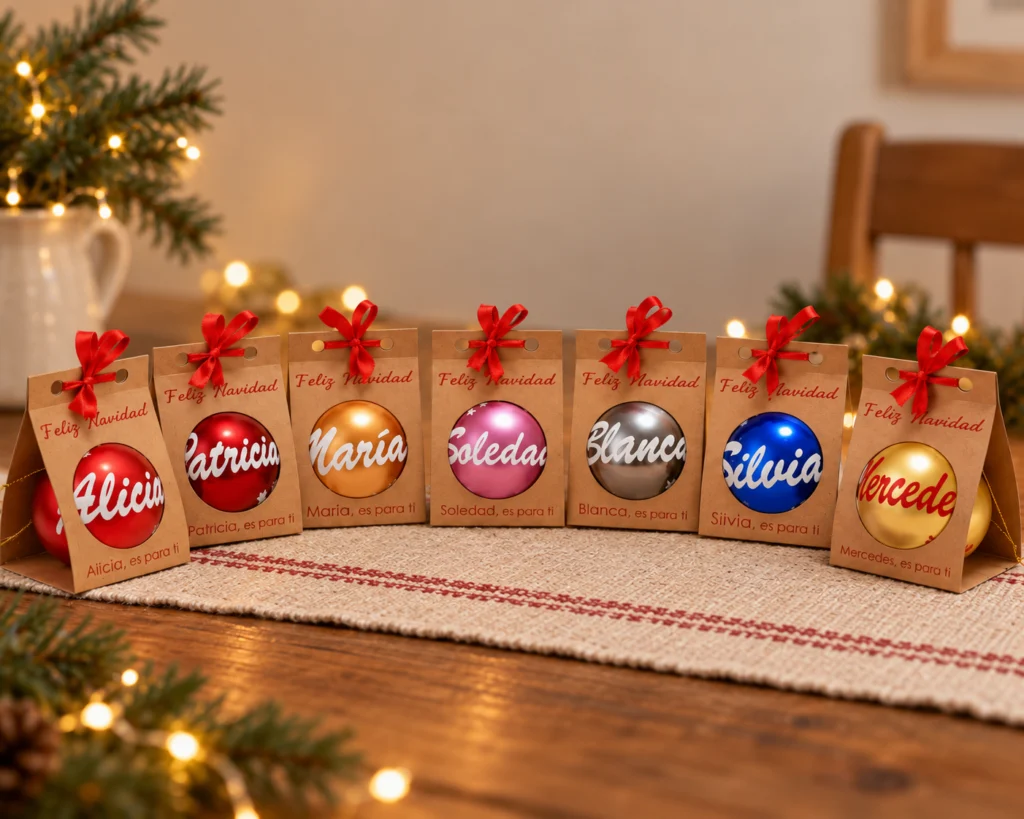 bolas de natal personalizadas com caixa e nome